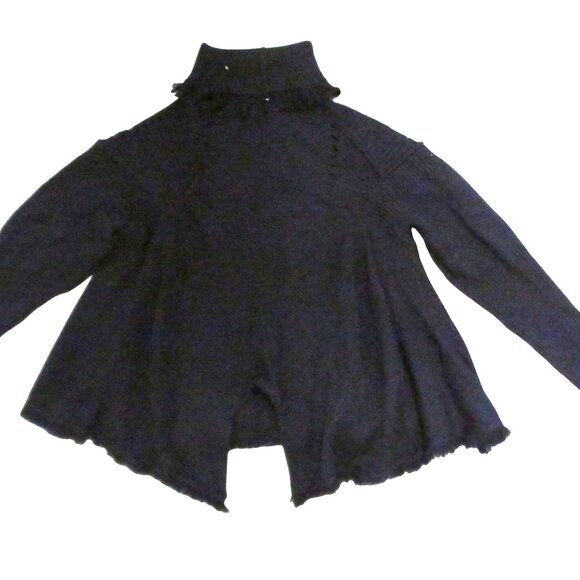 HIGH Womens S Navy Blue Wool Turtleneck Short Sweater Long Sleeve Lightweight - Picture 6 of 16